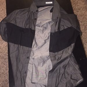 Shirt - Express - Button Down Black/ Gray -Medium